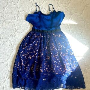 Self Portrait Satin Top knee length lace dress